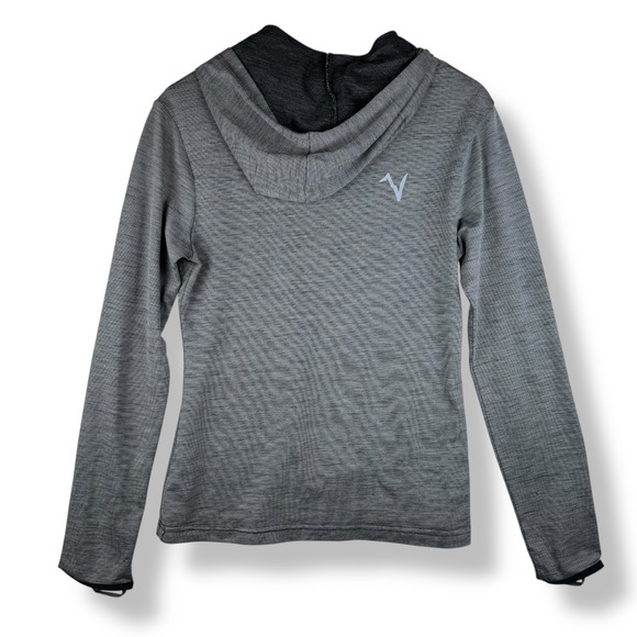 Voormi Hoodie Womens Medium Gray River Run Long Sleeve Base Layer Wool Blend Top - Picture 9 of 16